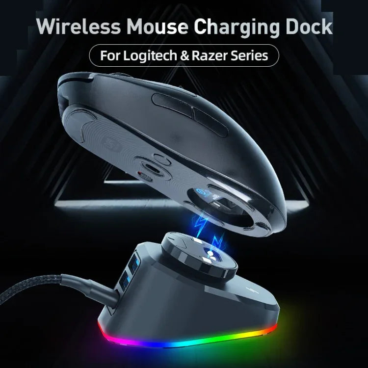 適用於Logitech G502 / GPW1 / 2無線滑鼠充電座支架，黑色織紋，黑色流線，白色織紋，白色流線