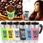 FX-589 400ml 304不鏽鋼自動攪拌咖啡杯，綠色，白色，紅色，黃色，黑色，藍色