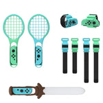 DOBE TNS-2123 運動光劍 + 腿帶 + 網球拍 + 手腕帶 7 合 1 運動套裝 適用於 Nintendo Switch，DOBE 7 合 1