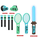 DOBE TNS-2123 運動光劍 + 腿帶 + 網球拍 + 手腕帶 7 合 1 運動套裝 適用於 Nintendo Switch，DOBE 7 合 1