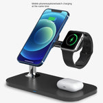 三合一磁吸無線充電器，適用 iPhone12/13/14/15/16、iWatch 及 AirPods，三合一白色，三合一黑色