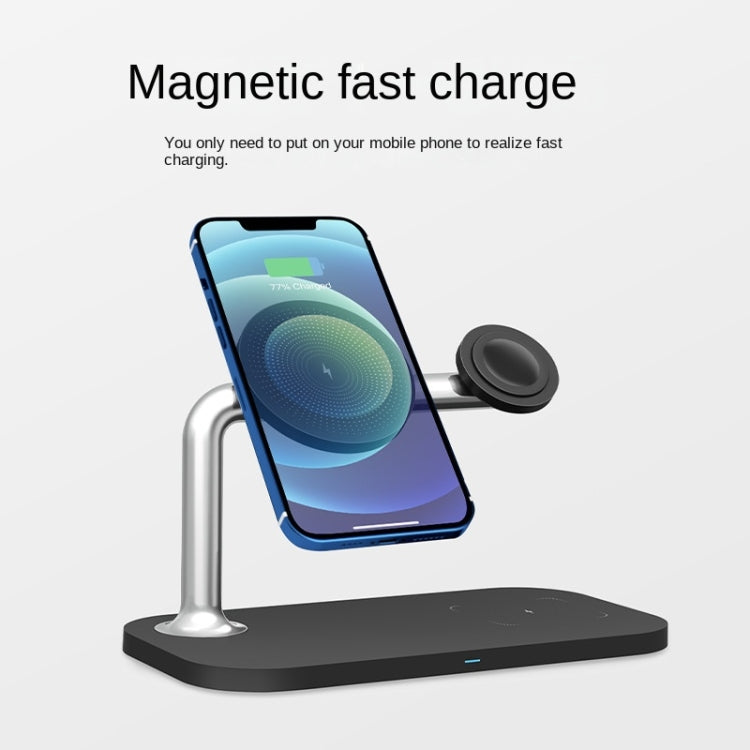 三合一磁吸無線充電器，適用 iPhone12/13/14/15/16、iWatch 及 AirPods，三合一白色，三合一黑色