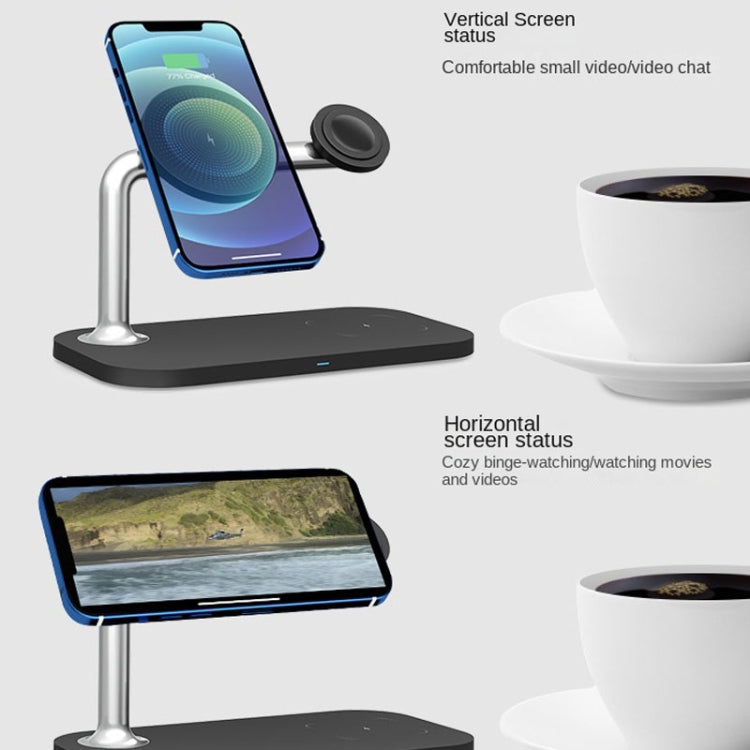 三合一磁吸無線充電器，適用 iPhone12/13/14/15/16、iWatch 及 AirPods，三合一白色，三合一黑色
