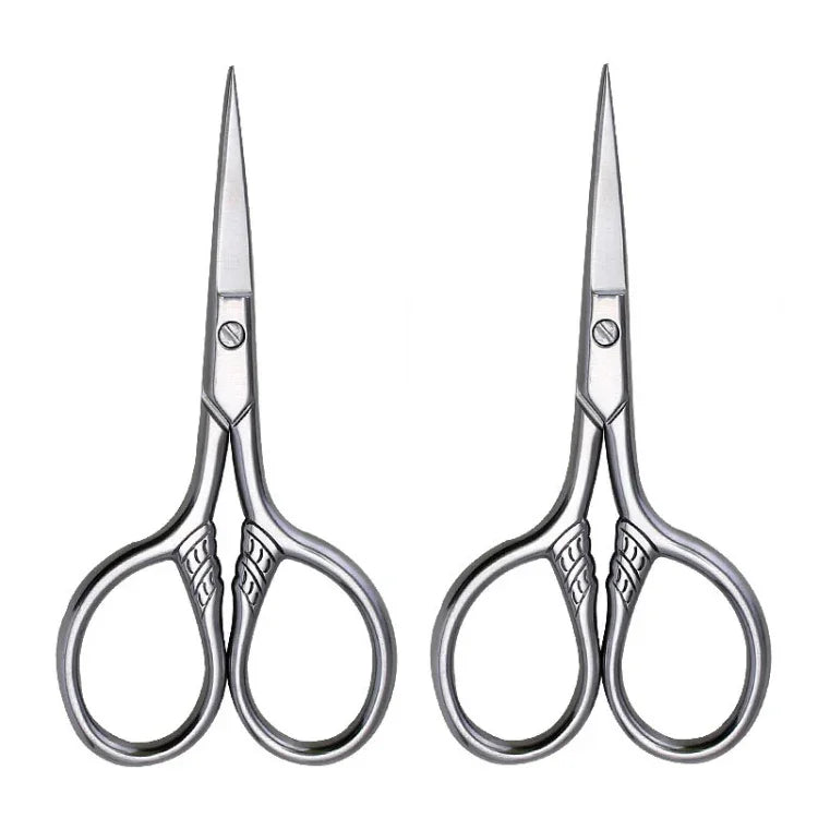2件套鬍鬚剪美容小剪刀化妝小工具，2件套尖頭，2件套圓頭