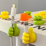 10 PCS Non-punching And Non-marking Adhesive Thumb Hook Cable Organizer, Blue, Yellow, White, Green, Pink, Orange