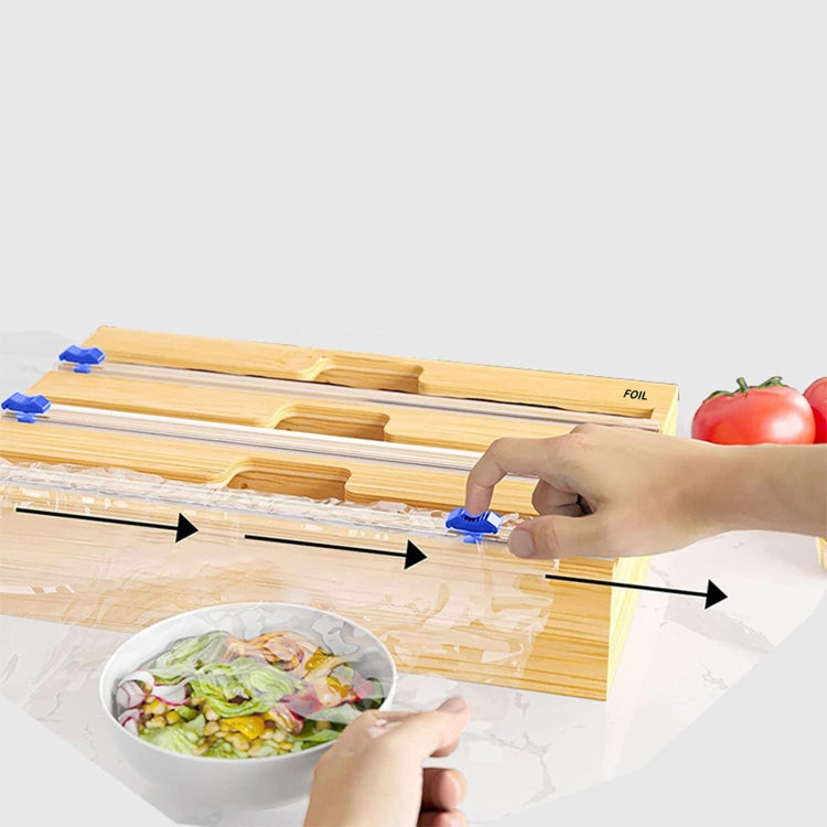 鋁箔紙分配器 木質廚房抽屜收納盒，款式：雙槽，三槽
