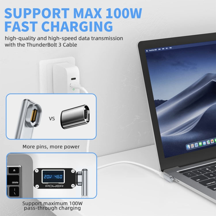 TZ30 PD100W 24Pin 快充 Type-C / USB-C 磁吸彎頭轉接器，適用 MacBook 筆記型電腦連接器
