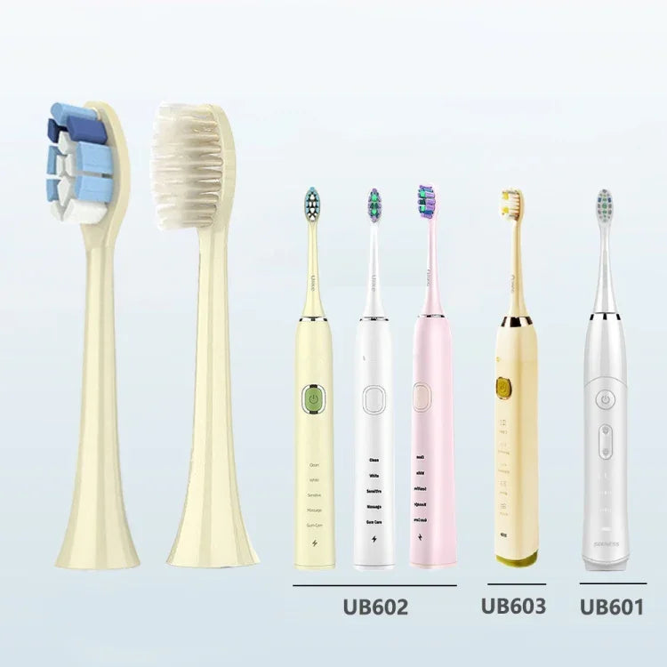2 個電動牙刷刷頭，適用於 Ulike UB602 UB603 UB601，款式：亮白綠色，亮白型白色，柔軟敏感白色，基礎清潔白色，基礎清潔粉紅色