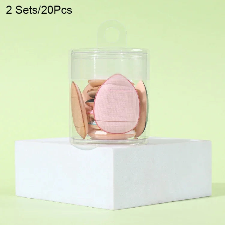 2套/20件裝隨機色迷你皮革濕乾兩用化妝指撲，20件藍色，20件白色，20件深膚色，20件粉紫色，20件黑色，2套/20件混色