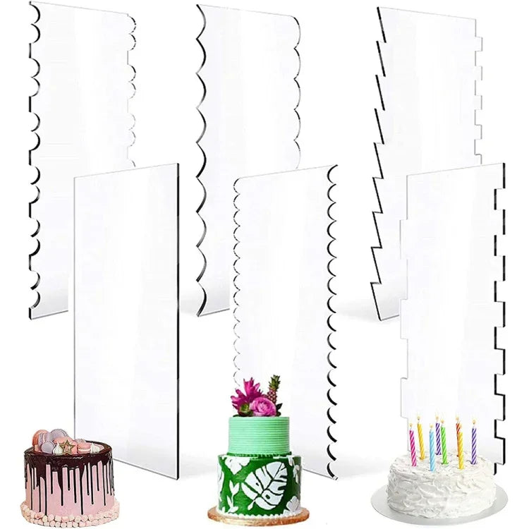 6合1透明壓克力蛋糕刮刀抹平工具組，6合1