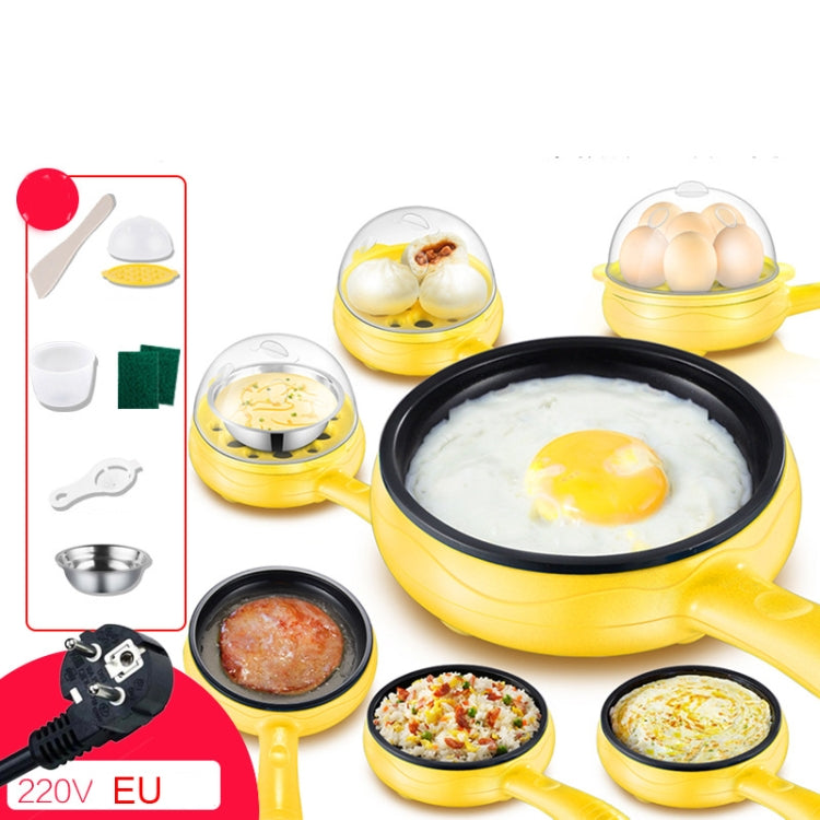 350W電動蛋餅煎鍋蒸鍋，歐規插頭，款式：單層套裝黃，雙層套裝黃，鍋+木鏟黃，單層套裝粉，雙層套裝粉，鍋+木鏟粉