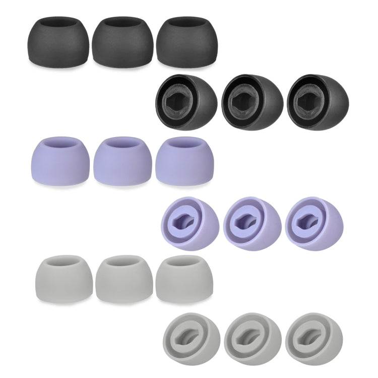 6個Samsung Galaxy Buds Pro TWS矽膠耳塞，大號黑色、中號黑色、小號黑色、大號灰色、中號灰色、小號灰色、大號紫色、中號紫色、小號紫色