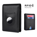 追蹤器 RFID 卡片夾 皮革男士錢包 適用於 AirTag 第二代 / AirTag 第一代，碳纖維，平紋織物