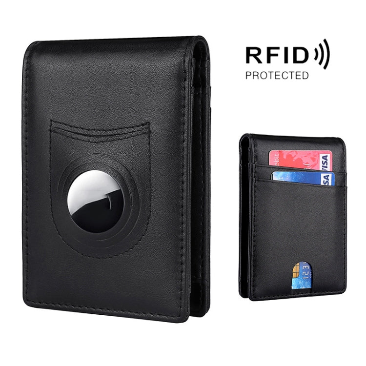 追蹤器 RFID 卡片夾 皮革男士錢包 適用於 AirTag 第二代 / AirTag 第一代，碳纖維，平紋織物
