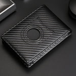 追蹤器 RFID 卡片夾 皮革男士錢包 適用於 AirTag 第二代 / AirTag 第一代，碳纖維，平紋織物