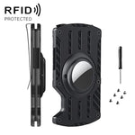 男士超薄追蹤器卡片夾 RFID 金屬卡片夾 適用於 AirTag 第二代 / AirTag 第一代，黑色，藍色，紅色