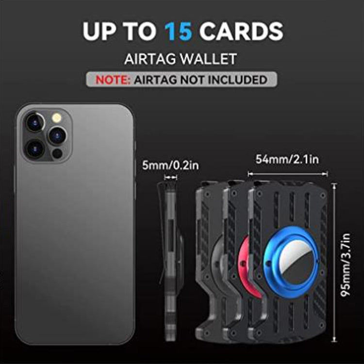 男士超薄追蹤器卡片夾 RFID 金屬卡片夾 適用於 AirTag 第二代 / AirTag 第一代，黑色，藍色，紅色