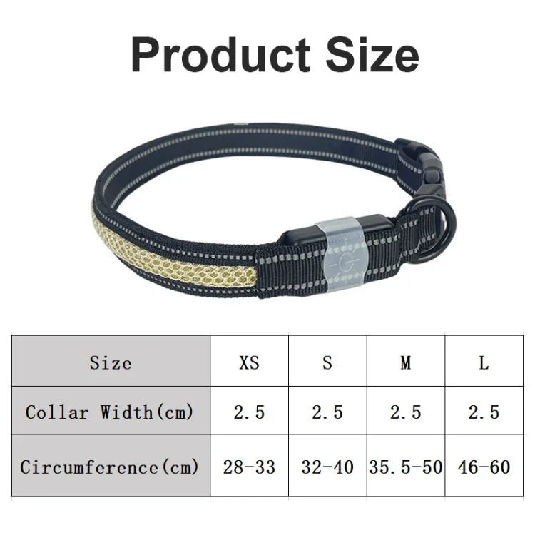 LED可充電耐磨防水寵物照明頸圈，尺寸：XS，S，M，L