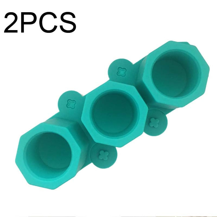 2個裝 3格矽膠鑽石冰格 多肉花盆模具 DIY 石膏模具，墨綠、藍色、綠色