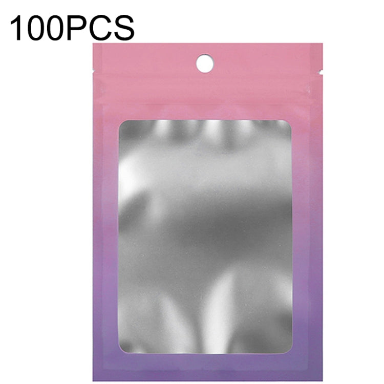 100PCS Aluminum Foil Ziplock Bag Jewelry Data Cable Sealed Packaging Bag, Size:, 7.5x10cm (Pink Gradually Purple), 7.5x10cm (Blue Gradually Pink), 7.5x10cm (Blue Gradient), 7.5x10cm (Yellow Gradient), 8.5x13cm (Pink Gradually Purple)