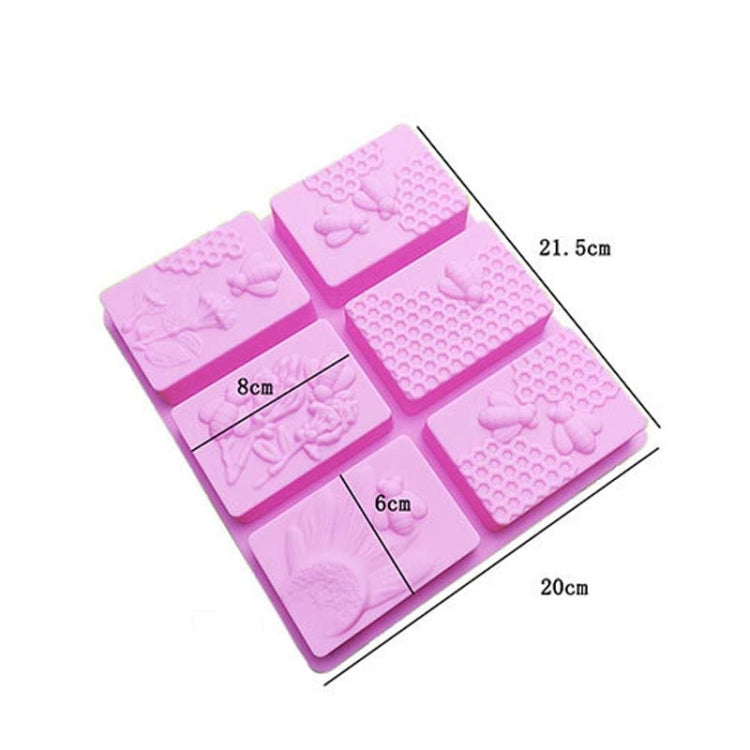 6格方形蜂巢冰塊蛋糕模具 方形手工皂模具，皂模具