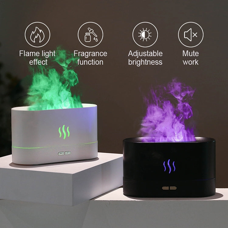 七彩火焰香薰機家用辦公桌面加濕器，七彩（黑色），七彩（白色）