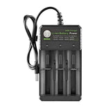 BMAX 18650 三槽USB充電座 3.7/4.2V 獨立鋰電池充電器，三槽USB（黑色）