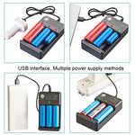 BMAX 18650 三槽USB充電座 3.7/4.2V 獨立鋰電池充電器，三槽USB（黑色）