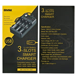 BMAX 18650 三槽USB充電座 3.7/4.2V 獨立鋰電池充電器，三槽USB（黑色）