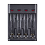 BMAX BH-804U 1.2V AA/AAA 可充電電池獨立四槽USB充電器，四槽Micro USB（黑色）