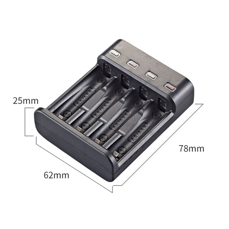 BMAX BH-804U 1.2V AA/AAA 可充電電池獨立四槽USB充電器，四槽Micro USB（黑色）