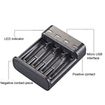BMAX BH-804U 1.2V AA/AAA 可充電電池獨立四槽USB充電器，四槽Micro USB（黑色）