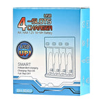BMAX BH-804U 1.2V AA/AAA 可充電電池獨立四槽USB充電器，四槽Micro USB（黑色）