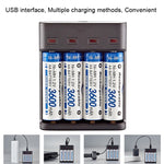 BMAX BH-804U 1.2V AA/AAA 可充電電池獨立四槽USB充電器，四槽Micro USB（黑色）