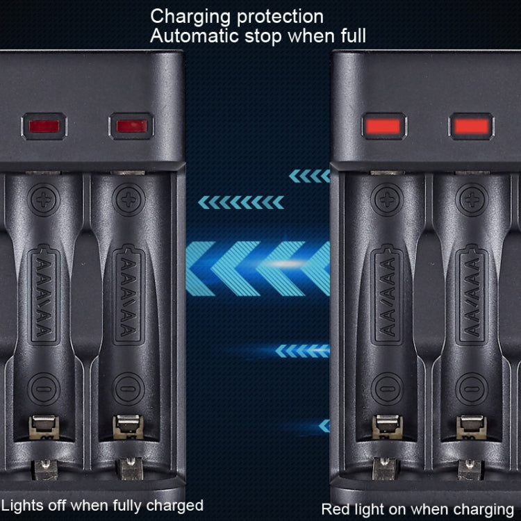 BMAX BH-804U 1.2V AA/AAA 可充電電池獨立四槽USB充電器，四槽Micro USB（黑色）