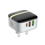 LDNIO A3513Q 32W QC3.0 3 USB 埠手機轉接器，歐規插頭附 Micro USB 線，歐規插頭附 8 Pin 線，歐規插頭附 Type-C 線，歐規插頭附 Type C 轉 8 Pin 線，英規插頭附 Micro USB 線，英規插頭附 8 Pin 線，英規插頭附 Type-C 線