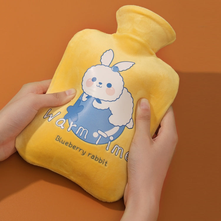 卡通絨面加厚防爆PVC注水熱水袋，500ML乳白色、1000ML乳白色、2000ML乳白色、500ML淺綠色、1000ML淺綠色、2000ML淺綠色、500ML黃色、1000ML黃色、2000ML黃色
