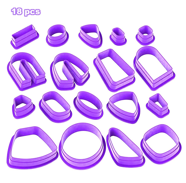 18 合 1 軟陶耳環模具 DIY 手工陶土切割器 陶土耳環製作模具，18 合 1（紫色），18 合 1（粉色），18 合 1（黃色），18 合 1（藍色）