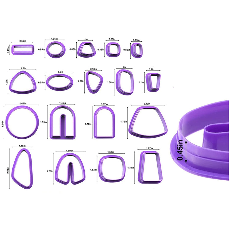 18 合 1 軟陶耳環模具 DIY 手工陶土切割器 陶土耳環製作模具，18 合 1（紫色），18 合 1（粉色），18 合 1（黃色），18 合 1（藍色）