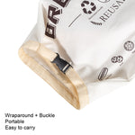 棉TPU麵包袋帶扣可重複使用收納袋，白色麵包袋，米色麵包袋