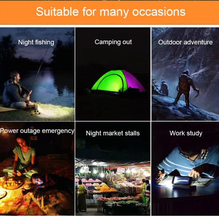 105 Solar Rechargeable LED Bulb Light Camping Light Emergency Light with Flashlight Function, White, Blue, Orange