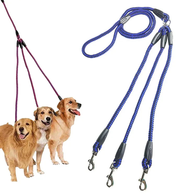 140cm 3イン1リード 多頭用犬用散歩ロープ、140cm 3イン1 青、140cm 3イン1 赤、140cm 3イン1 ローズレッド