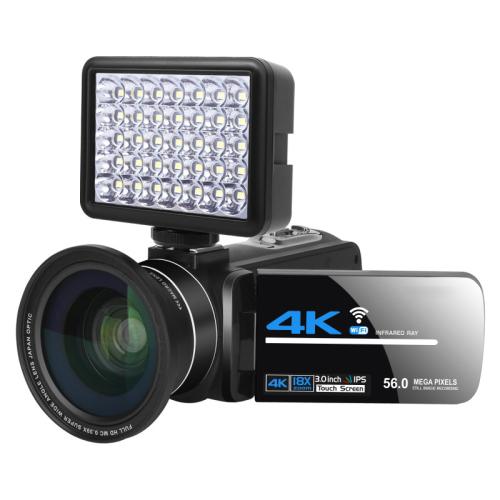 5600PX 可變焦 4K 數位攝影機 黑色，附補光燈＋廣角鏡頭，附遮光罩＋麥克風＋廣角鏡頭，附穩定器套件