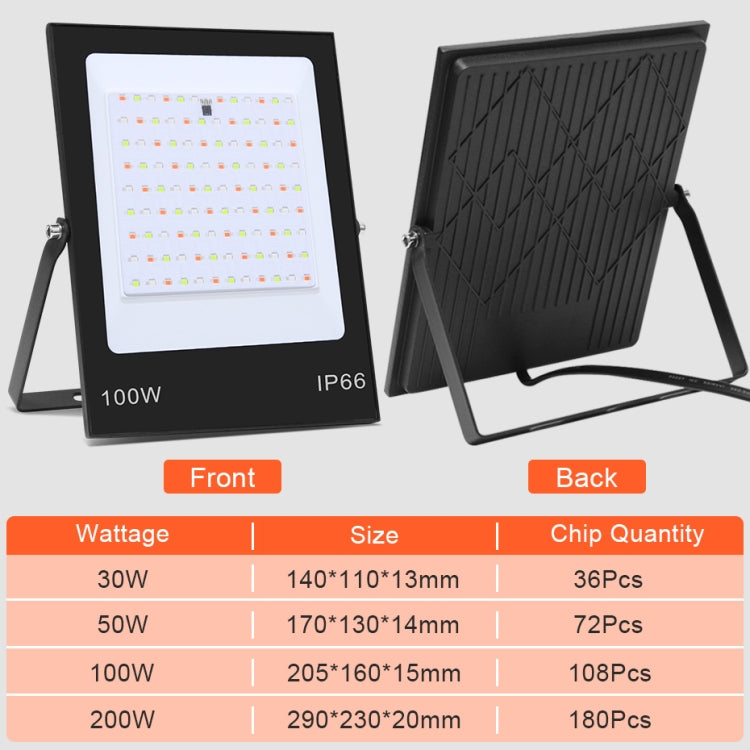 彩色 RGB 變色 LED 泛光燈 帶遙控器，30W，100W