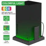 適用 Xbox Series X S 充電散熱風扇底座 RGB 彩色燈光充電支架，RGB 彩色燈光