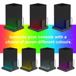 適用 Xbox Series X S 充電散熱風扇底座 RGB 彩色燈光充電支架，RGB 彩色燈光