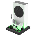 適用 Xbox Series X S 充電散熱風扇底座 RGB 彩色燈光充電支架，RGB 彩色燈光