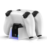 HONCAM PS5手柄充電器雙座充，白色、黑色、玫紅色、藍色