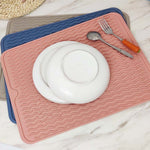 TPR Thickened Thermal Pad Wave Pattern Drain Anti-Slip Mat, Khaki Pink, Khaki Gray, Khaki Blue