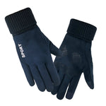 Q35 Suede Men Warm Gloves Touch Screen Sports Cycling Gloves, Q35 Black, Q35 Dark Blue, Q35 Khaki